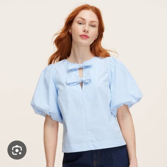 Kate Spade x Target Light Blue Bow Detail Blouse Size Large